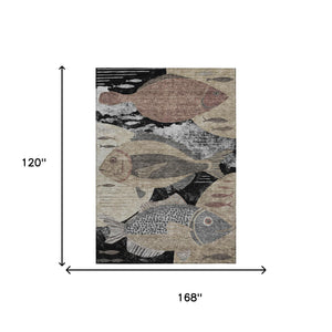 Tropical Fish Polyester Indoor Outdoor Washable Rug Coastal Accent for Patio or Living Room