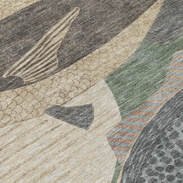 8 Foot Round Tropical Fish Polyester Area Rug Washable Indoor Outdoor Coastal