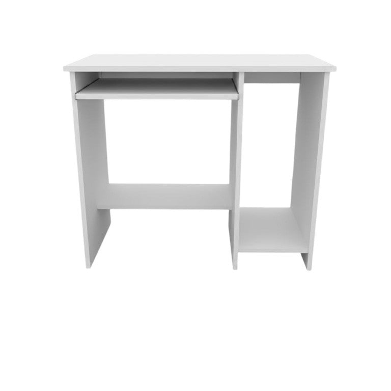 HomeRoots 35 Inch White Wood Writing Desk Compact Home Office Workstation with Clean Modern Design 725186
