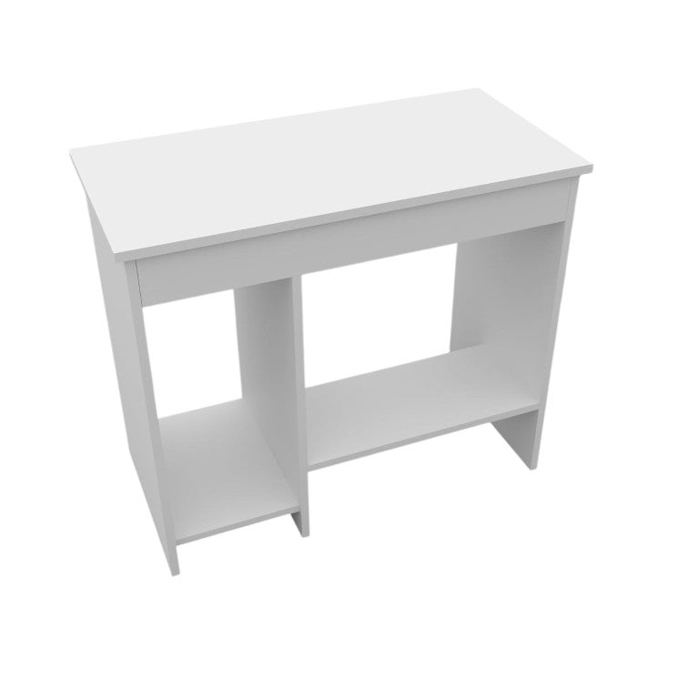 HomeRoots 35 Inch White Wood Writing Desk Compact Home Office Workstation with Clean Modern Design 725186