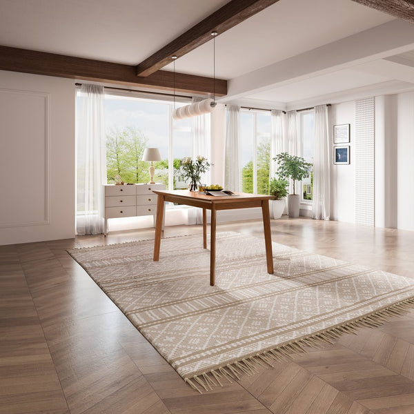 English Elm Mid-century 47" Dining Table with Durable Finish & Rubberwood Legs, Compact Space-Saving Dinette for Home N752P271218D