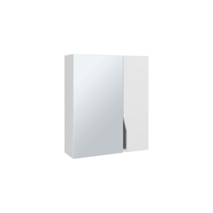 HomeRoots 7 Inch White Wood Floating Bathroom Vanity with Double Doors and Mirror Cabinet 725190