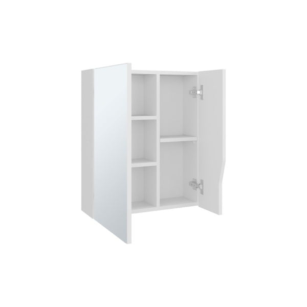 7 Inch White Wood Floating Bathroom Vanity with Double Doors and Mirror Cabinet