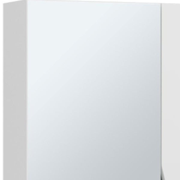 7 Inch White Wood Floating Bathroom Vanity with Double Doors and Mirror Cabinet
