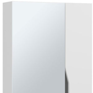 7 Inch White Wood Floating Bathroom Vanity with Double Doors and Mirror Cabinet
