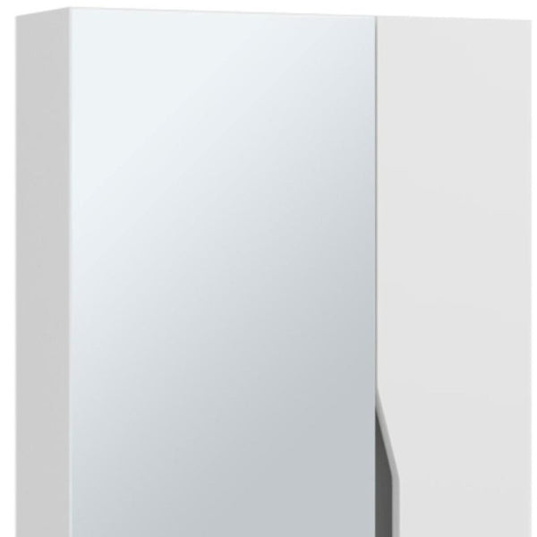 7 Inch White Wood Floating Bathroom Vanity with Double Doors and Mirror Cabinet