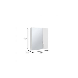 7 Inch White Wood Floating Bathroom Vanity with Double Doors and Mirror Cabinet