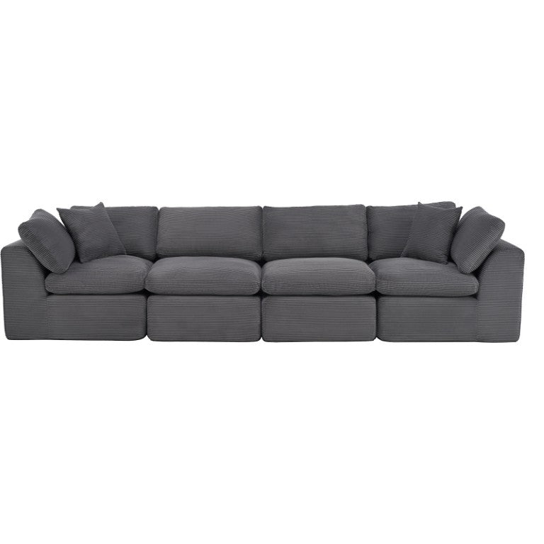 HomeRoots 138 Inch Corduroy Modular Sectional Sofa Set with Included Toss Pillows for Living Rooms 725198