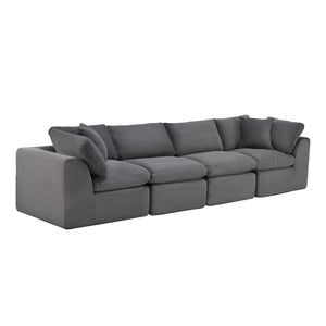 138 Inch Corduroy Modular Sectional Sofa Set with Included Toss Pillows for Living Rooms