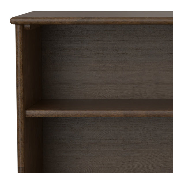 English Elm Draper Mid Century Low Bookcase with Solid Wood Craftsmanship, Tapered Legs & Four Open Shelves for Stylish Storage and Display Walnut Brown B136P238599