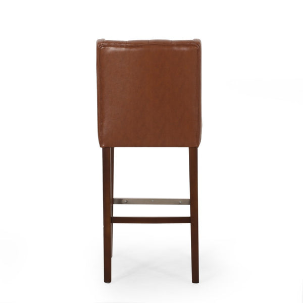 English Elm 30.5 Inch Tufted Pu Upholstered Bar Stool with Metal Footrest for Kitchen Island N780P366612G