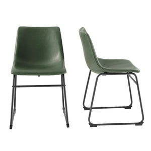 English Elm Walker Edison - Contemporary Faux Leather Metal-Leg Dining Chairs, Set Of 2 - Green