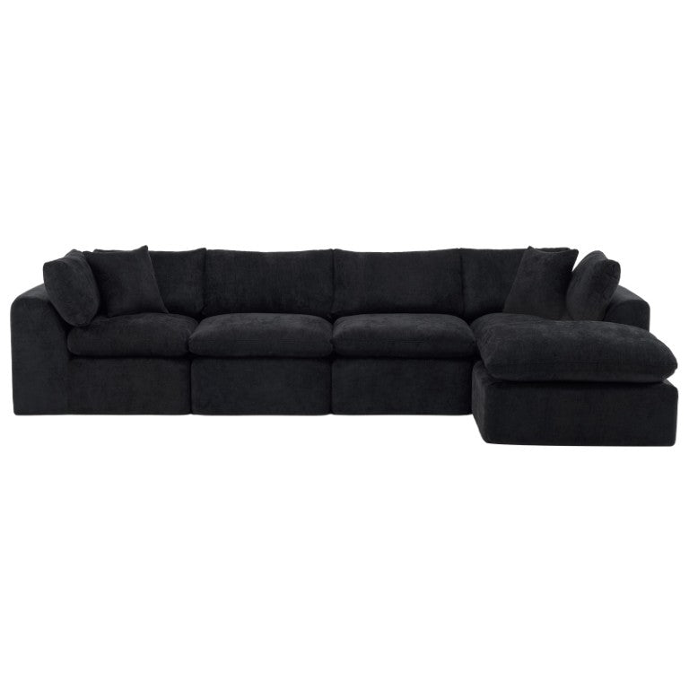HomeRoots 138 Inch Chenille Sectional Sofa with Ottoman Toss Pillows Included Living Room 725200