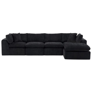 HomeRoots 138 Inch Chenille Sectional Sofa with Ottoman Toss Pillows Included Living Room 725200