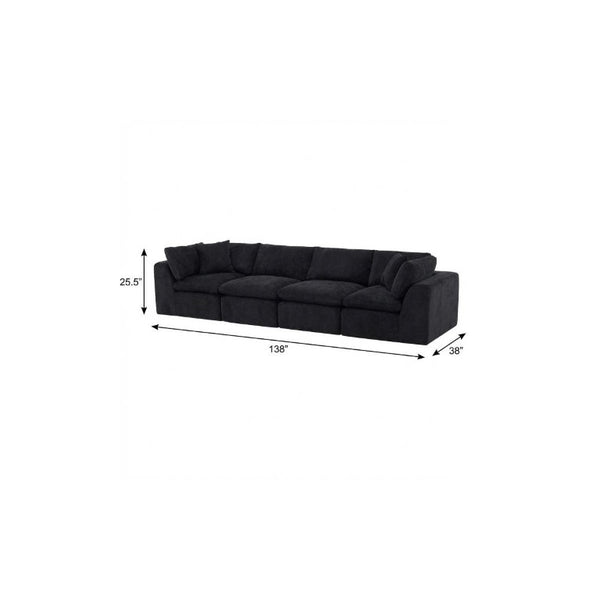 138 Inch Chenille Modular Sectional Sofa with Accent Throw Pillows for Living Room Comfort