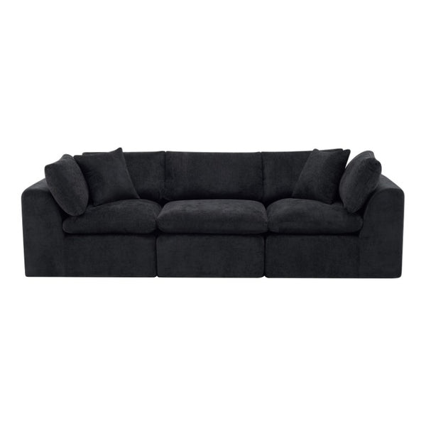 HomeRoots 108 Inch Black Chenille Modular Sectional Sofa with Accent Throw Pillows Included 725202
