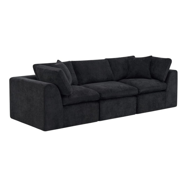 108 Inch Black Chenille Modular Sectional Sofa with Accent Throw Pillows Included