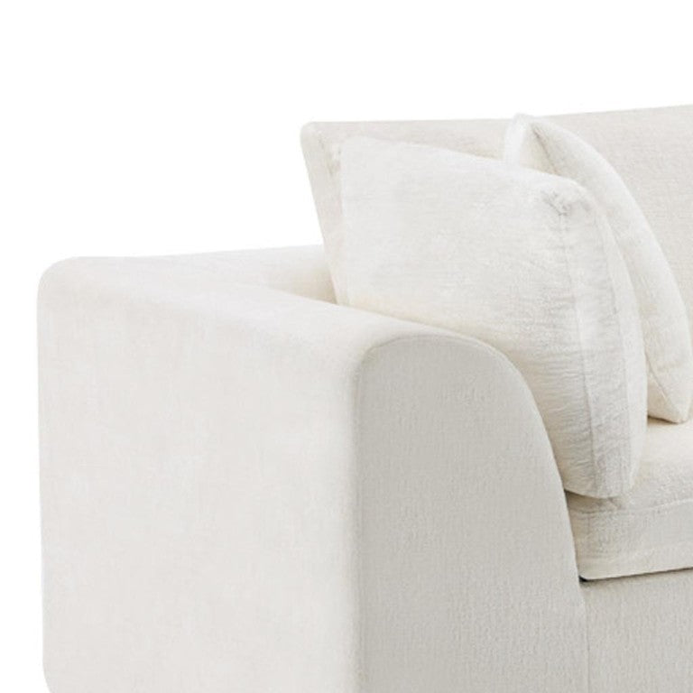 HomeRoots 138 Inch Chenille Modular Sectional Sofa with Accent Throw Pillows for Living Room Comfort Beige 725204