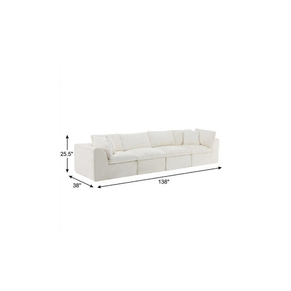 138 Inch Chenille Modular Sectional Sofa with Accent Throw Pillows for Living Room Comfort