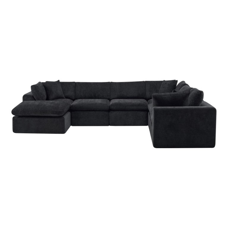 HomeRoots 138 Inch Chenille Modular Sectional with Chaise Ottoman and Accent Pillows 725207
