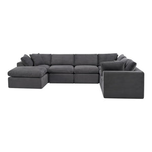 HomeRoots 138 Inch Corduroy Modular Sectional Sofa with Ottoman Accent Pillows Included 725208