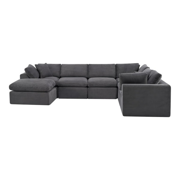 HomeRoots 138 Inch Corduroy Modular Sectional Sofa with Ottoman Accent Pillows Included 725208