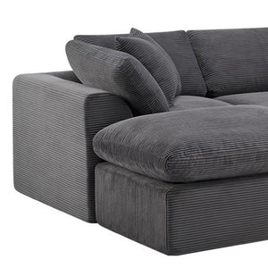 138 Inch Corduroy Modular Sectional Sofa with Ottoman Accent Pillows Included