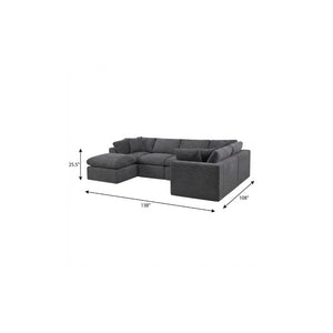 138 Inch Corduroy Modular Sectional Sofa with Ottoman Accent Pillows Included