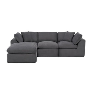 108 Inch Corduroy Modular Sectional Sofa with Ottoman Toss Pillows Included
