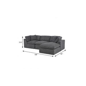 108 Inch Corduroy Modular Sectional Sofa with Ottoman Toss Pillows Included
