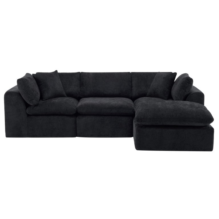 HomeRoots 108 Inch Chenille Modular Sectional Sofa with Ottoman Accent Pillows Included 725210