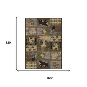Bear Motif Washable Polyester Area Rug for Indoor Outdoor Rustic Lodge Cabin Decor