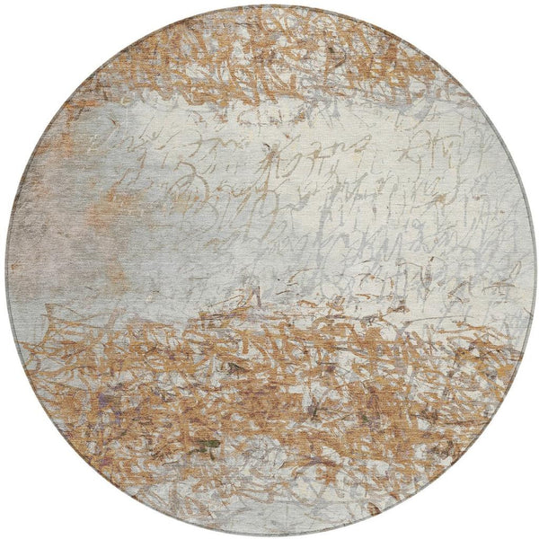 HomeRoots 8' Round Abstract Geometric Polyester Area Rug Machine Washable Indoor Outdoor Patio 725226