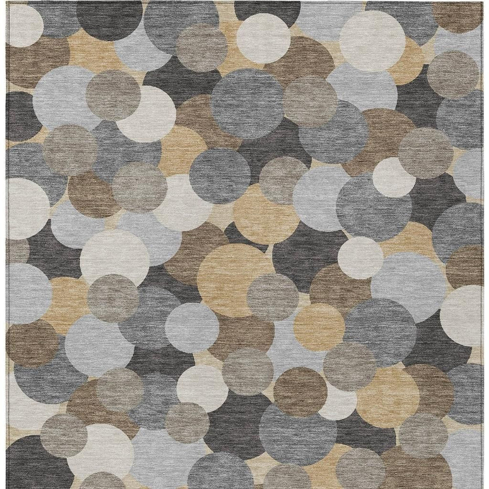 HomeRoots Geometric Polyester Area Rug Washable Indoor Outdoor Low Pile for Modern Home Decor 10' x 14' 725277