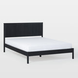 Contemporary Reeded Headboard Solid Wood Queen Bed Black ORLB5CBL Walker Edison