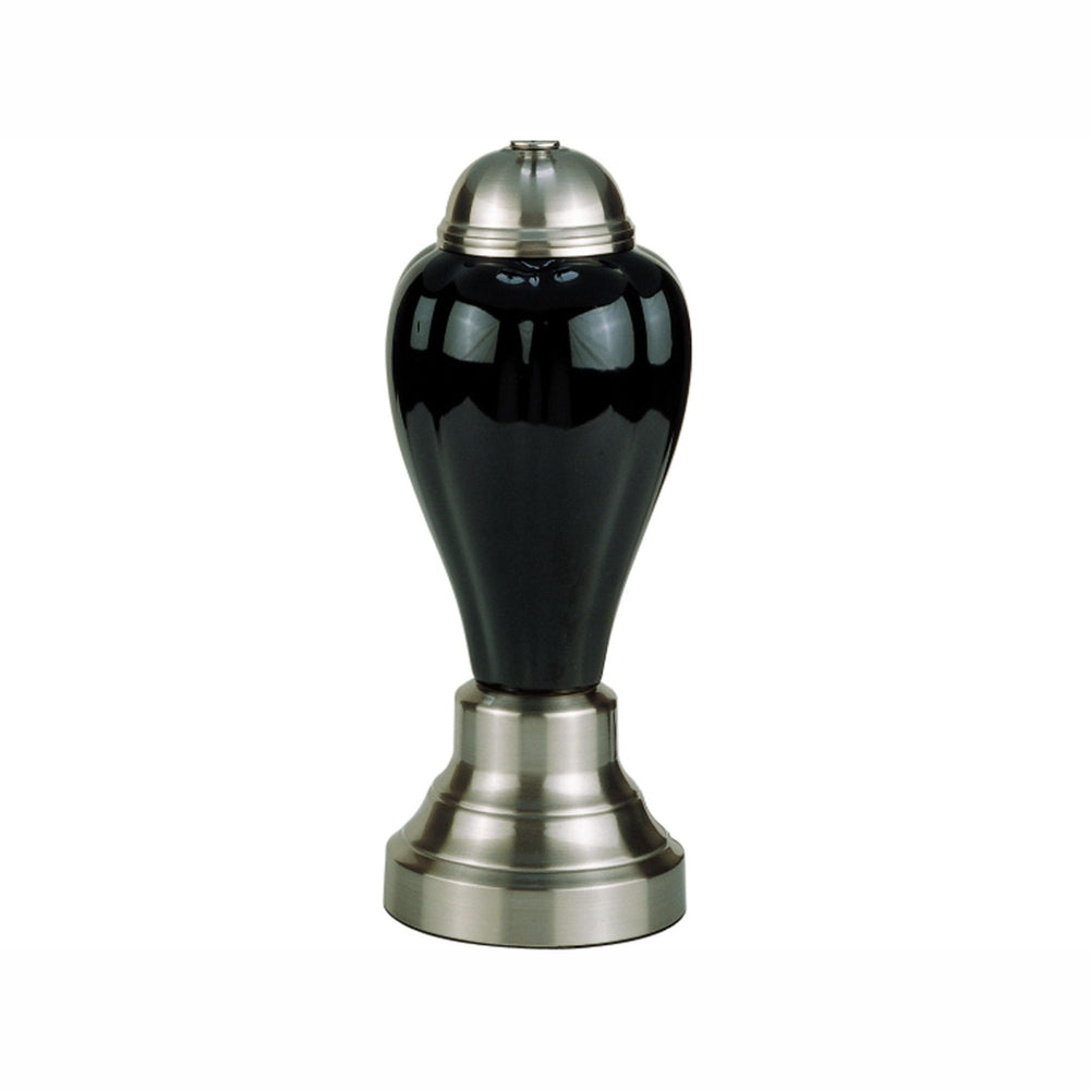 English Elm 27" Tall Ceramic Table Lamp - Elegant Urn Design With Silver And Black Finish, Linen Shade Glow B072116113