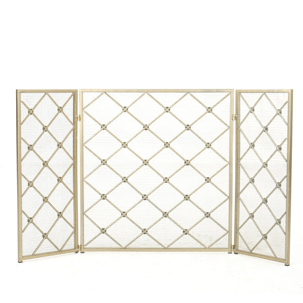 English Elm Christopher Knight Home® - FIRE Prater Iron Fireplace Screen - Black Finish Decorative Hearth Guard, Embers Protection, No Assembly Needed 61128.00GLD