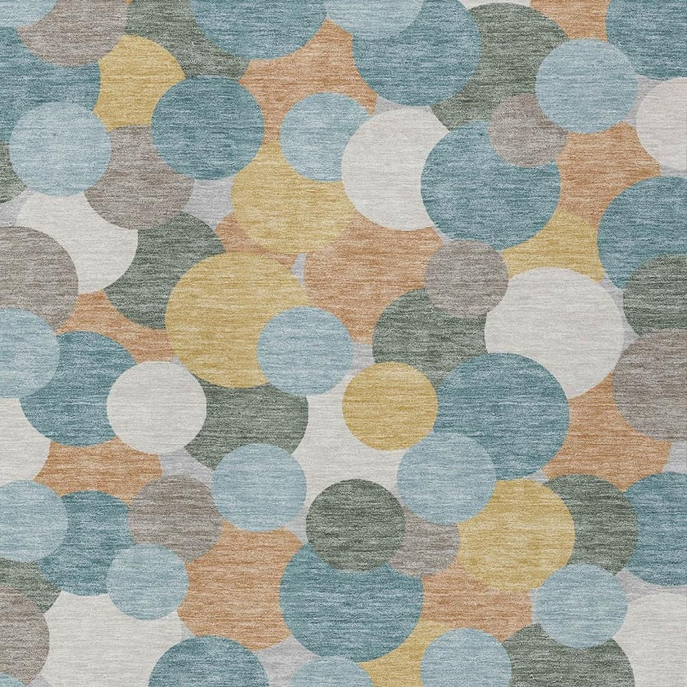 HomeRoots Washable Geometric Polyester Area Rug Teal Aqua for Indoor Outdoor Patio and Living Room 9' x 12' 725300