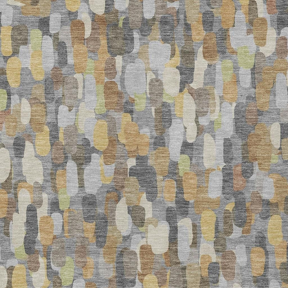 HomeRoots Abstract Washable Polyester Area Rug Indoor Outdoor Neutral Tones for Patio and Living Room 8' x 10' 725335