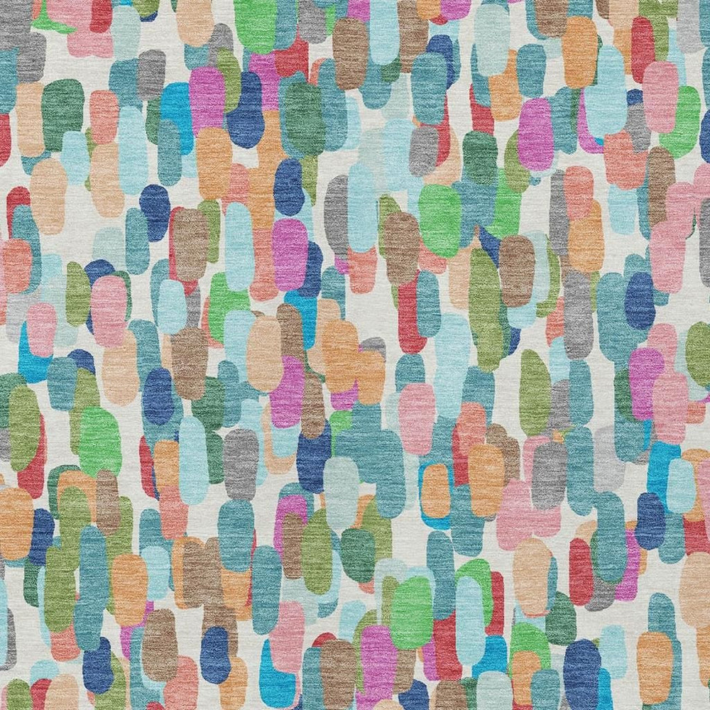 HomeRoots Abstract Teal Navy Washable Polyester Area Rug for Indoor Outdoor Patios and Living Rooms 8' x 10' 725353