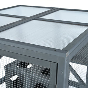 English Elm Catio Outdoor Cat Enclosure Modular Pine Wood Weatherproof Multi-level Feline Play Space N843MP104G