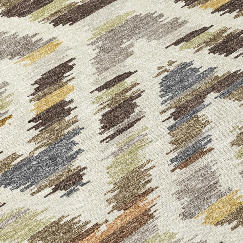 Tribal Pattern Washable Polyester Area Rug for Indoor Outdoor Patios and High Traffic Rooms