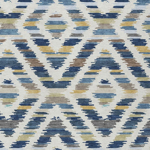 HomeRoots 9x12 Tribal Motif Washable Polyester Area Rug for Indoor Outdoor Spaces Navy Ivory 725426