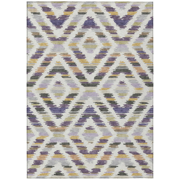 Tribal Polyester Area Rug Machine Washable Purple Lavender for Indoor Outdoor Patio Living Room