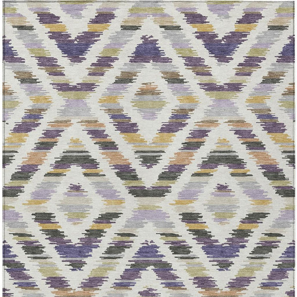 Tribal Polyester Area Rug Machine Washable Purple Lavender for Indoor Outdoor Patio Living Room