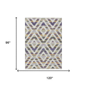 Tribal Polyester Area Rug Machine Washable Purple Lavender for Indoor Outdoor Patio Living Room