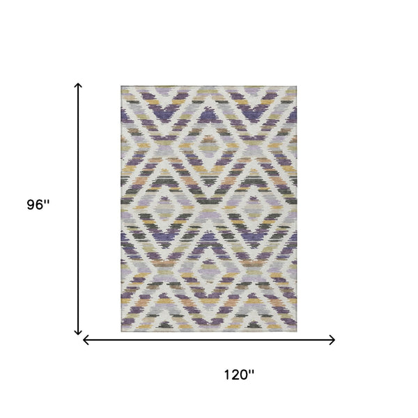 Tribal Polyester Area Rug Machine Washable Purple Lavender for Indoor Outdoor Patio Living Room
