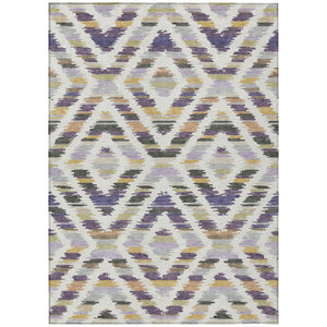 Tribal Polyester Area Rug Machine Washable Purple Lavender for Indoor Outdoor Patio Living Room