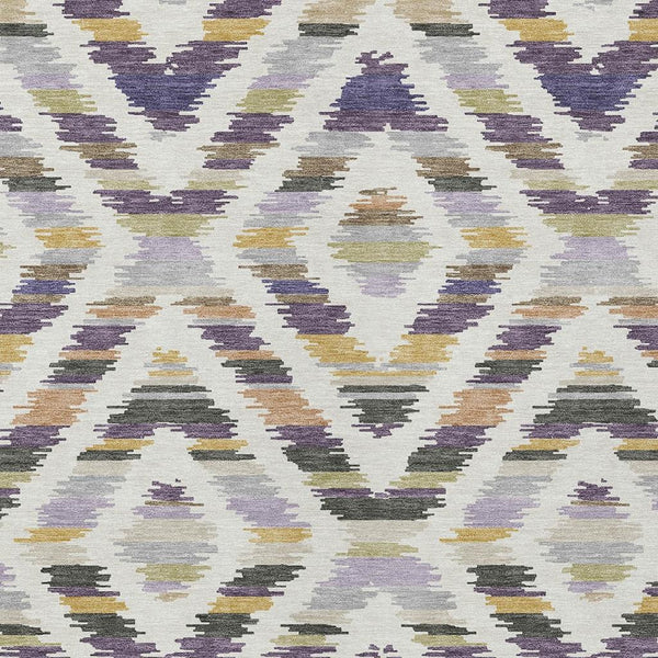 Tribal Polyester Area Rug Machine Washable Purple Lavender for Indoor Outdoor Patio Living Room