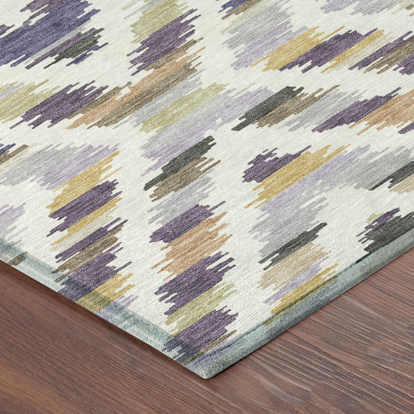 Tribal Polyester Area Rug Machine Washable Purple Lavender for Indoor Outdoor Patio Living Room